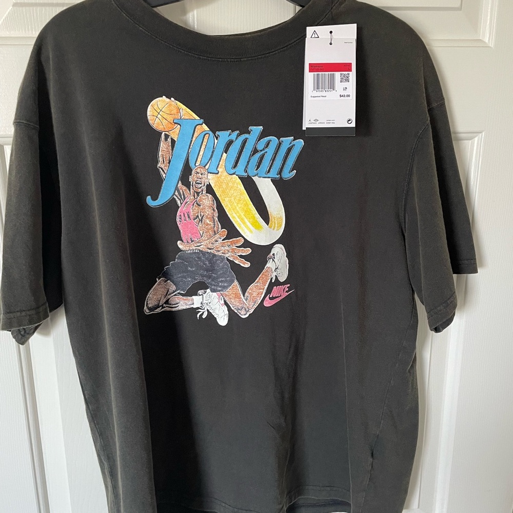 Women’s Air Jordan Graphic Black Tee with Michael Jordan sizes M and L available
